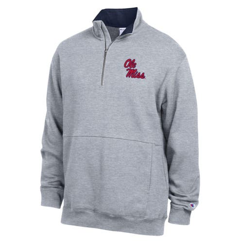 Champion Men's Champion Heather Gray Ole Miss Rebels Fleece Quarter-Zip Pullover 