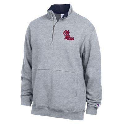Champion Men's Champion Heather Gray Ole Miss Rebels Fleece Quarter-Zip Pullover 