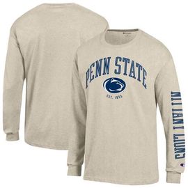Champion Men's Champion Heather Oatmeal Penn State Nittany Lions Neutral Arch Long-Sleeve T-Shirt 