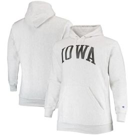 Champion Men's Champion Heathered Gray Iowa Hawkeyes Big & Tall Reverse Weave Fleece Pullover Hoodie Sweatshirt