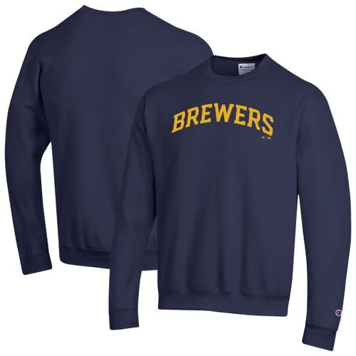 Champion Men's Champion Navy Milwaukee Brewers Powerblend Wordmark Sweatshirt 