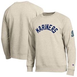 Champion Men's Champion Oatmeal Seattle Mariners All-Star Soft Felt Raglan Sweatshirt 