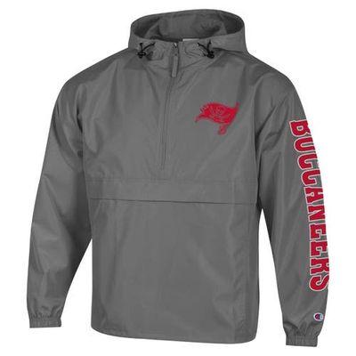 Champion Men's Champion Pewter Tampa Bay Buccaneers Packable Hooded Windbreaker Half-Zip Jacket 