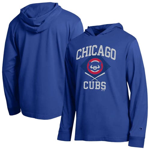 Champion Men's Champion Royal Chicago Cubs Cooperstown Hooded Long-Sleeve T-Shirt 