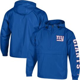 Champion Men's Champion Royal New York Giants Packable Hooded Windbreaker Half-Zip Jacket 