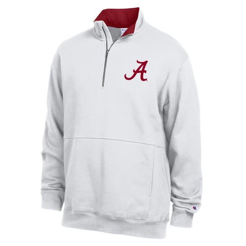 Champion Men's Champion White Alabama Crimson Tide Fleece Quarter-Zip Pullover 