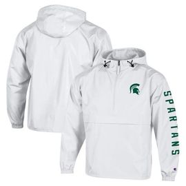 Champion Men's Champion White Michigan State Spartans Cloud Packable Half-Zip Hooded Jacket 