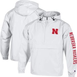 Champion Men's Champion White Nebraska Huskers Cloud Packable Half-Zip Hooded Jacket 