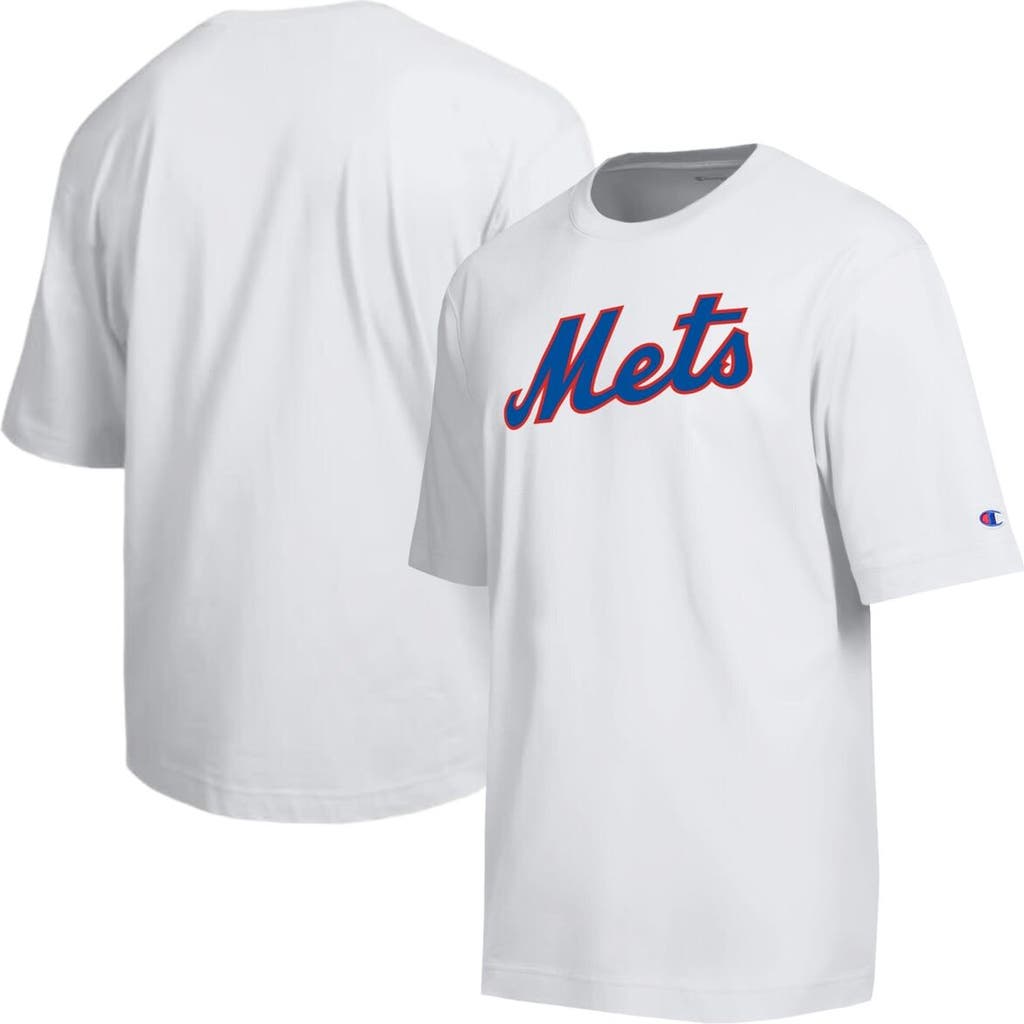 Champion Men's Champion White New York Mets All Star Arched Chenille Wordmark T-Shirt 