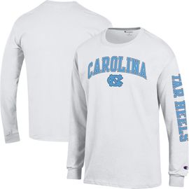 Champion Men's Champion White North Carolina Tar Heels Arch Over Logo 2-Hit Long Sleeve T-Shirt 