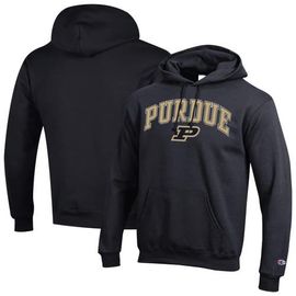 Champion Men's Champion  Black Purdue Boilermakers Arched Logo Fleece Pullover Hoodie 