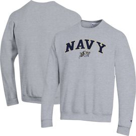 Champion Men's Champion Heather Gray Navy Midshipmen Arch Over Logo Pullover Sweatshirt 