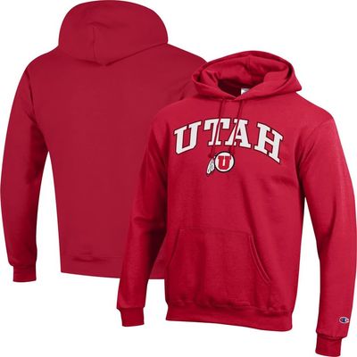 Champion Men's Champion Scarlet Utah Utes Arched Logo Fleece Pullover Hoodie