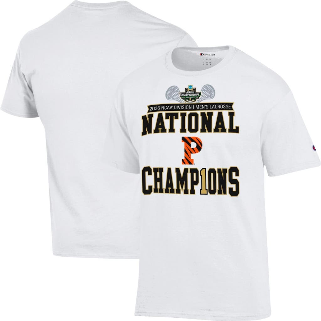 Champion Unisex Champion White Princeton Tigers 2026 NCAA Men's Lacrosse National Champions Locker Room T-Shirt 