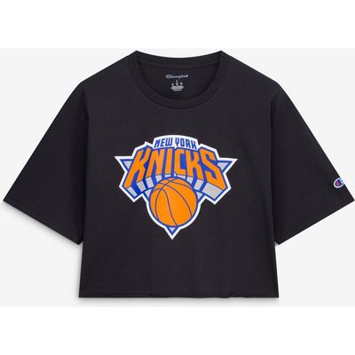 Champion Women's Champion Black New York Knicks Cropped Boyfriend T-Shirt 