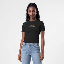 Champion Women's Champion Black New York Knicks Soft Touch Fitted Cropped T-Shirt 