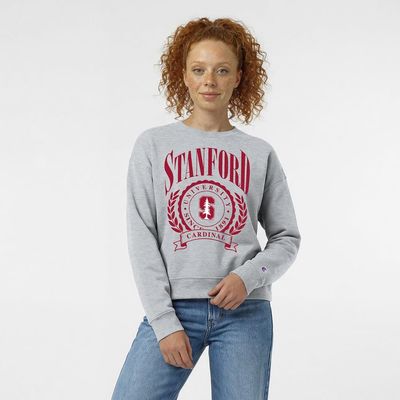 Champion Women's Champion Heather Gray Stanford Cardinal Academic Crest Powerblend Crewneck Sweatshirt 