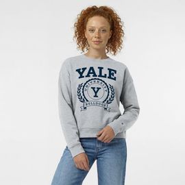 Champion Women's Champion Heather Gray Yale Bulldogs Academic Crest Powerblend Crewneck Sweatshirt 