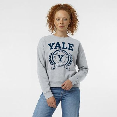 Champion Women's Champion Heather Gray Yale Bulldogs Academic Crest Powerblend Crewneck Sweatshirt 