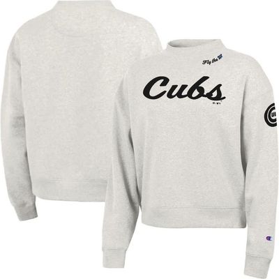Champion Women's Champion Stone Chicago Cubs Triumph Tri-Blend Sweatshirt 