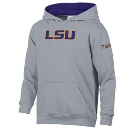 Champion Youth Champion Heather Gray/Purple LSU Tigers Volume Fleece Hoodie 