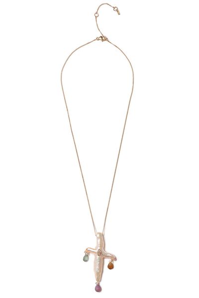 CHAN LUU CHAN LUU Chandelier Pearl Cross Necklace