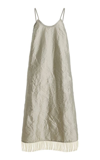 Chan Luu Chan Luu Crinkle Techno Taffeta Feather Dress