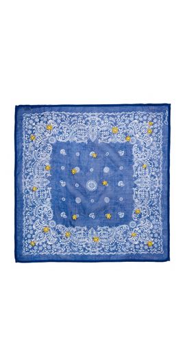 Chan Luu Chan Luu Embroidered Bandana Vallarta Blue One
