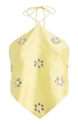 Chan Luu Chan Luu Exclusive La Isla Embellished Taffeta Triangle Halter Top