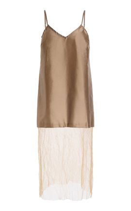 Chan Luu Chan Luu Exclusive La Isla Taffeta and Mesh Slip Dress