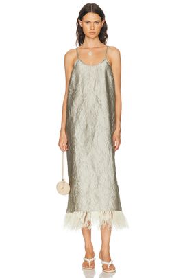 CHAN LUU CHAN LUU Feather Trim Dress