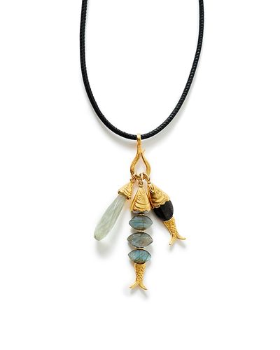 Chan Luu Chan Luu Gemstone Fish Leather Pendant Necklace, 15-17