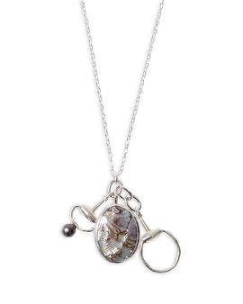Chan Luu Chan Luu Horsebit Freshwater Pearl & Abalone Charm Necklace, 34
