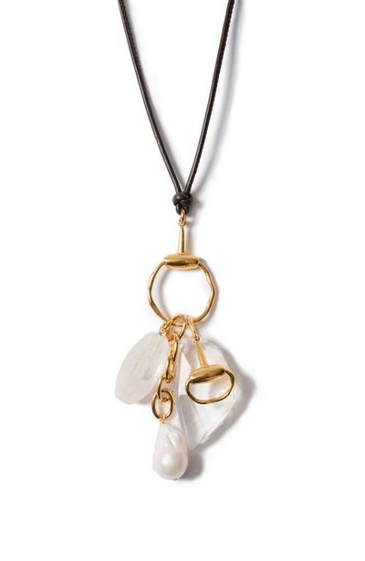 Chan Luu Chan Luu Horsebit Quartz & Cultured Pearl Charm Necklace