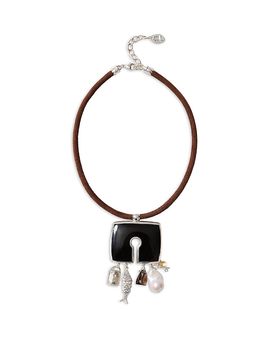 Chan Luu Chan Luu Lock Charm Leather Necklace, 15-17