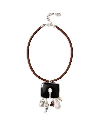 Chan Luu Chan Luu Lock Charm Leather Necklace, 15-17