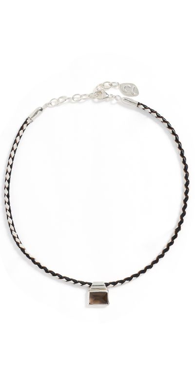 Chan Luu Chan Luu Marfa Braided Leather Necklace Smokey Quartz One