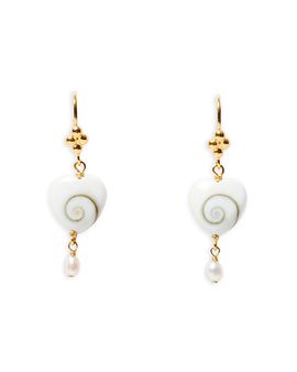 Chan Luu Chan Luu Shiva Heart & Cultured Freshwater Pearl Drop Earrings