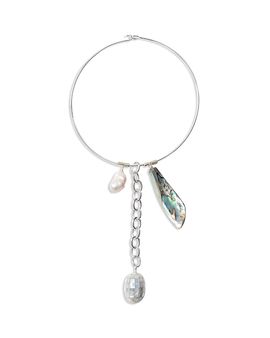 Chan Luu Chan Luu Shore Baroque Freshwater Pearl & Abalone Collar Necklace, 15.5