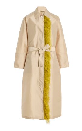Chan Luu Chan Luu Techno Taffeta Feather Trench Coat