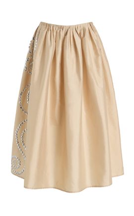 Chan Luu Chan Luu Techno Taffeta Million Pleats Maxi Skirt