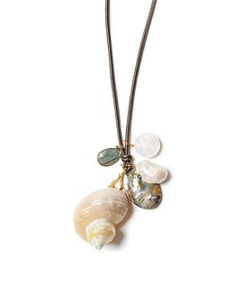Chan Luu Chan Luu Turbo Shell & Multi Gemstone Leather Pendant Necklace, 42