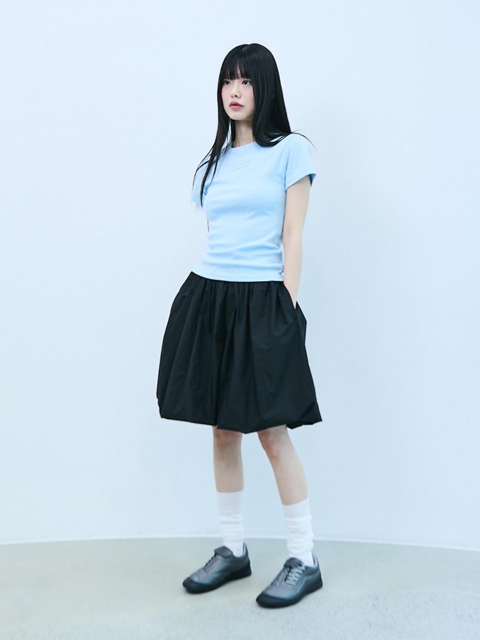 CHANCECHANCE CEC APPLIQUE LOGO WOMAN T - SHIRT (SKY BLUE)
