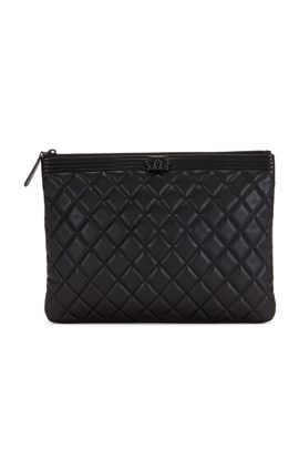 chanel Chanel Lambskin Boy O Case Clutch