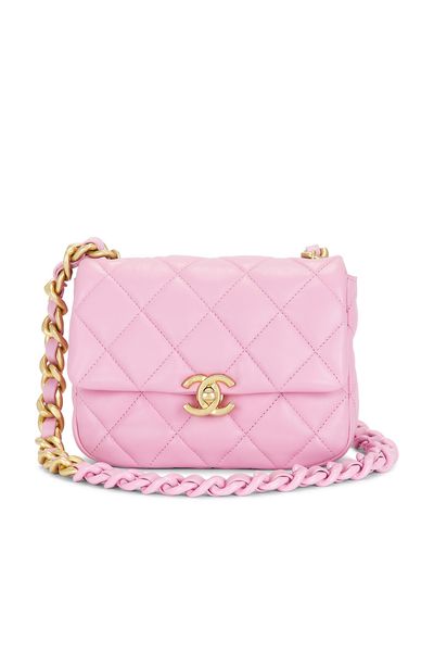 chanel Chanel Lambskin Mini Lacquered Chain Flap Bag