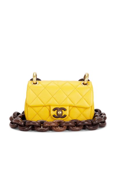 chanel Chanel Lambskin Paris-Dakar Wenge Wood Mini Square Flap Bag