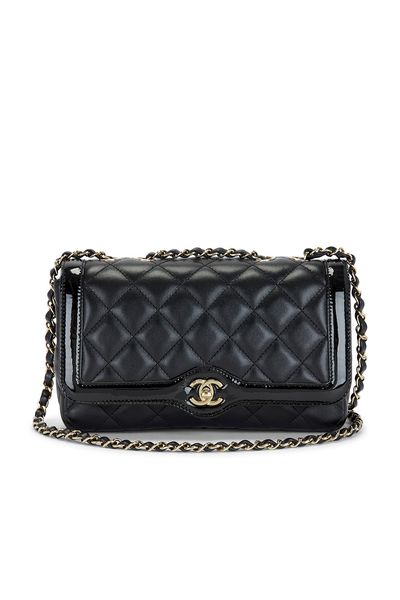 chanel Chanel Lambskin Patent Calfskin Small Hold The Line Flap Bag