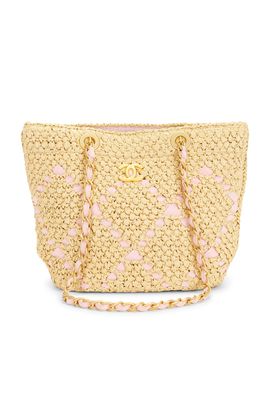 chanel Chanel Raffia Small Shopping Tote Bag