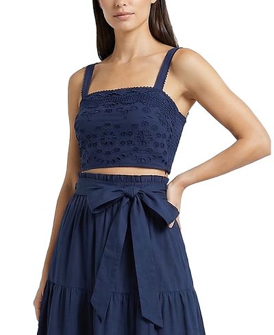 Change Of Scenery Change of Scenery Ilyssa Eyelet Embroidered Square Neck Smocked Crop Top