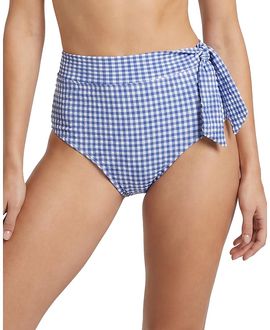 Change Of Scenery Change of Scenery Side Tie High Waist Gingham Bikini Bottom with Full Coverage
